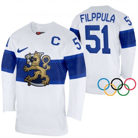Pánské Hokejový Dres Finsko Valtteri Filppula 51 2022 Winter Olympics Bílý Authentic